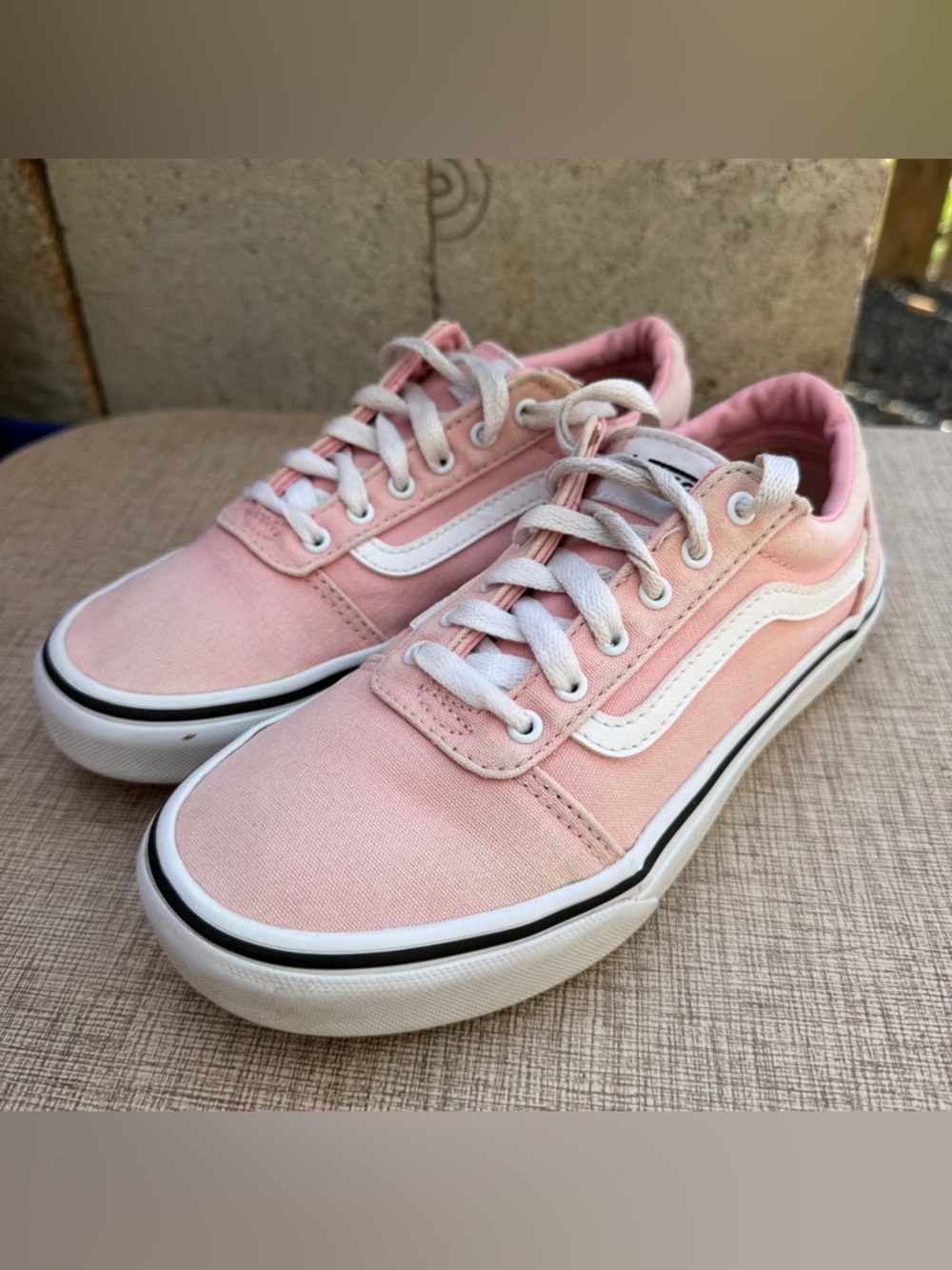 Vans Kids Pink and White Sneakers